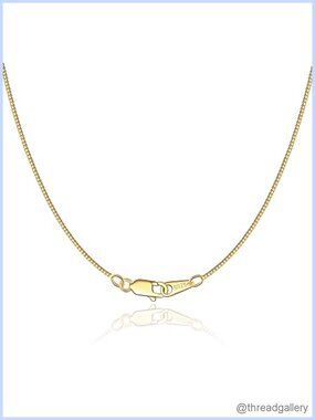 18K Gold Plated 925 Sterling Silver 0.8mm Box Chain Necklace 20 Inch